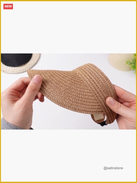 Sun Visor Hats for Women Large Brim UPF 50+ Adjustable Ponytail Packable Bamboo main image 5